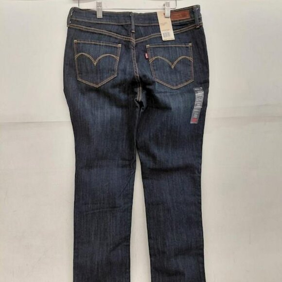 Bold Curve Mid Rise Dark Wash Denim Straight Leg Jeans - Picture 3 of 5